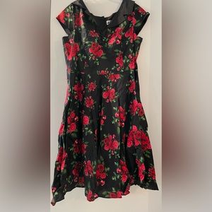 Hell Bunny Roses Black Floral Dress 3X